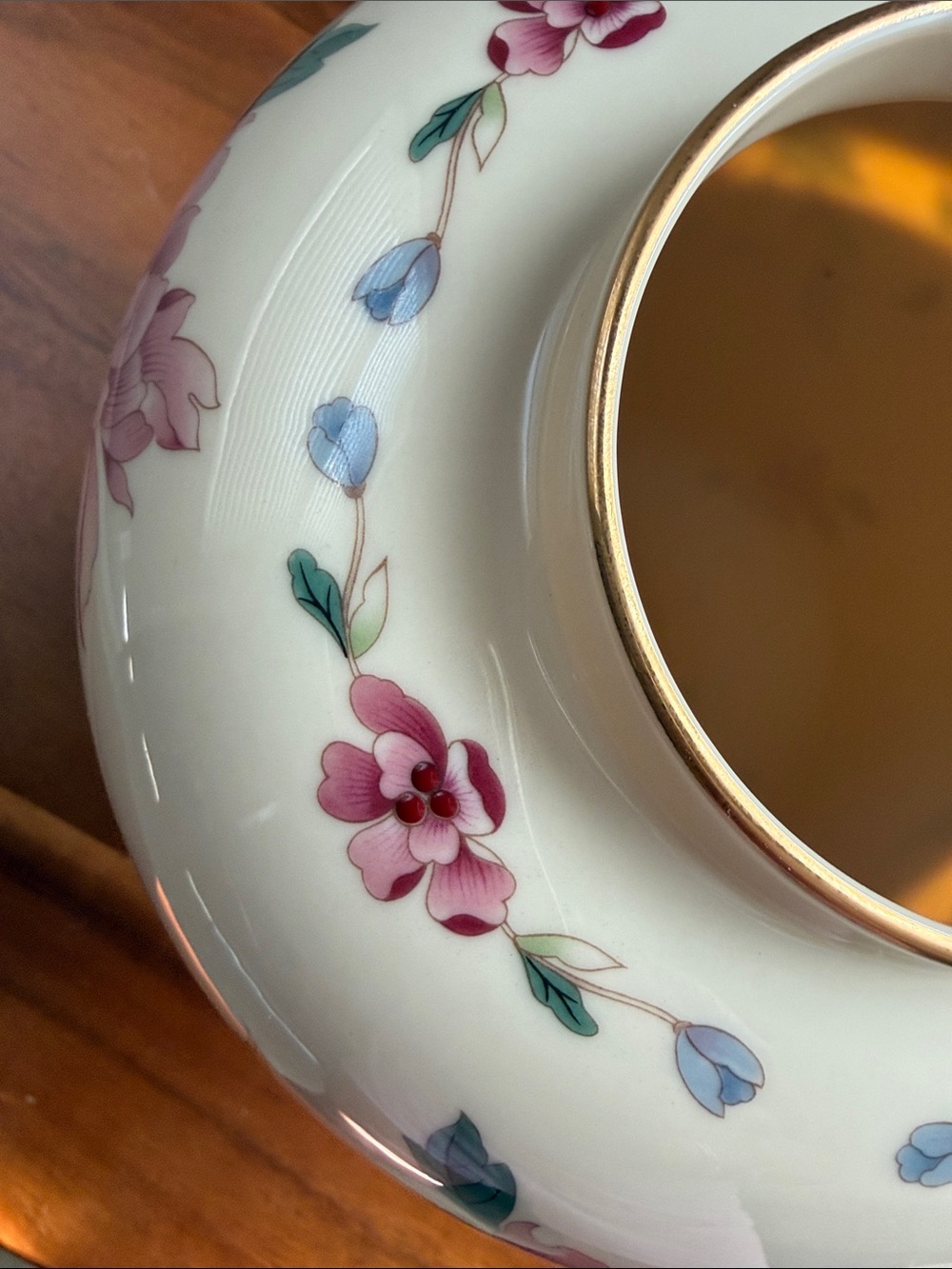 Lenox Barrington Collection 9.5" Floral Porcelain Vase in Cream, Pink and Green - Picture 7 of 13